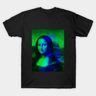 Mona Lisa with a Pearl Earring Interactive Green&Blue Filter By Red&Blue T-Shirt